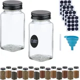 Relaxdays Gewürzgläser-Set, Pfeffermühle & Transparent