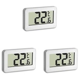 TFA Dostmann Digitales Thermometer, vielseitig einsetzbar, Temperaturmessung im Kühlschrank, gut ablesbar, L 68 x B 25 (14) x H 43 (61) mm, 3er Pack