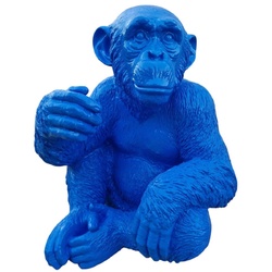Casa Padrino Luxus Designer Dekofigur Affe Blau 45 x 39 x H. 55 cm - Wohnzimmer Deko Figur - Luxus Deko Figur - Designer Deko Figur - Luxus Accessoires