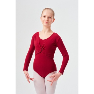 tanzmuster Crop-Top Langarm Ballett Top Mia aus wunderbar weicher Baumwolle Oberteil für Mädchen fürs Kinder Ballett rot 152/158