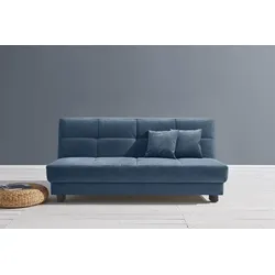 Schlafsofa ELL + ELL "Tilda", blau, B:185cm H:90cm T:100cm, 100% Polyester, Sofas, Breite 185 cm, inkl. 2 Zierkissen