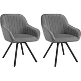 Tectake tectake® Armlehnstuhl Snug Samtoptik, 360° drehbar, schlanke Stahlbeine, 58 x 58 x 82 cm