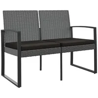 Furnicato Gartenbank 2-Sitzer mit Kissen Dunkelgrau PP-Rattan