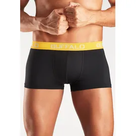 Buffalo Hipster, (Packung, 4 St.), knapp sitzende Boxershorts mit Kontrastbund aus Baumwollmischung Buffalo schwarz-bunt