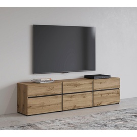 INOSIGN Lowboard »Cross, moderne grifflose TV-Kommode,3 Klappen/3 Schubkästen«, Breite 180 cm, TV-Schrank mit viel Stauraum, TV-Board, braun