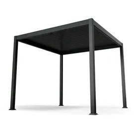 Blumfeldt Pavillon 3x3 m verzinktes Lamellen-Stahldach schützt vor Sonne, Regen und Wind Schwarz