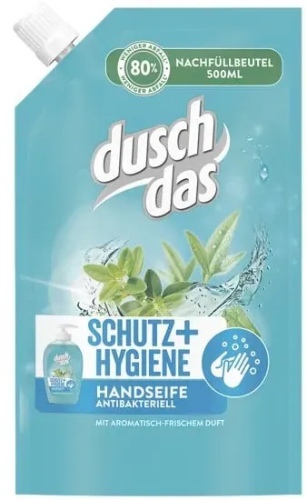 dusch das Nachfüllbeutel Flüssigseife »Schutz + Hygiene« blau