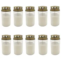 Malmö Grabkerze 10x Grabkerze weiß Grablicht Gedenkkerze Trauerkerze 3-Tagebrenner (10-tlg) weiß