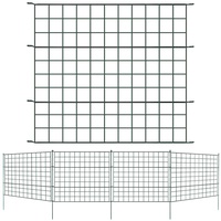 Yakimz Teichzaun Gartenzaun 5x, Gartenzäune Freigehege mit 11 Zaunelemente-5 Zaunelemente 6 Befestigungsstäben, Metallzaun Gitterzaun Länge 3,75m - Gerade, Grün