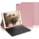 IVEOPPE Tastatur iPad 9. Generation, iPad 10.2" Tastatur mit Hülle (iPad 9./8./7. Generation), Magnetisch Abnehmbarer mit QWERTZ Tastatur für iPad Air 3 und iPad Pro 10.5, Rosa