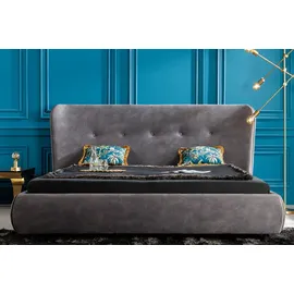 Riess-Ambiente Doppelbett FLORENZ 180x200cm grau Samt Kingsize Polsterbett