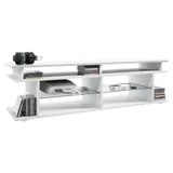 Vladon Lowboard Movie V3 (Lowboard + Tv-Aufsatz, mit insgesamt 8 Fächern), Weiß matt/Weiß Hochglanz (138,5 x 39 x 37,5 cm) weiß