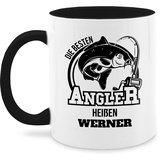 Tasse Tassen 325ml - Angeln - Angler Geschenk - 325 ml - Schwarz - angler+tasse angel geschenke karpfen fisch name fischen angelzubehör sachen personalisierte geschenk+für+angler