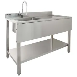 MONSTER SHOP Edelstahl Spültisch Spülbecken Gastrospüle Spüle 1 Becken links 120cm x 60cm x - Silber