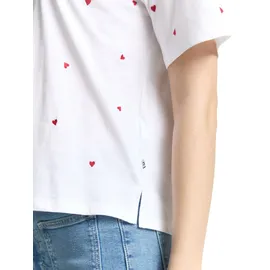 Tom Tailor T-Shirt mit Herz-Stickereien Weiß L