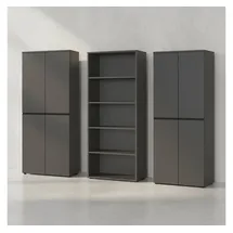 KADIMA DESIGN Büroschrankwand 3-teilig | 272x197x40 cm Graphit | 2 Schränke & 1 Regal Soft-Close | Aktenwand Made in Germany | Büro Set Kadima Design