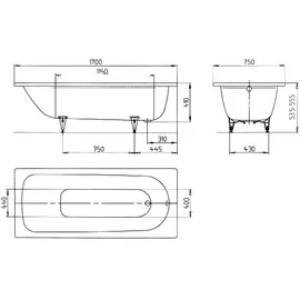 Kaldewei Saniform Plus Einbau-Badewanne 75 x 170 cm (112600010701)
