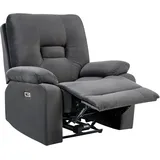 Beliani Fernsehsessel Bergen Samt 80 x 100 x 90 cm Dunkelgrau elektrisch mit Kissen