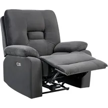 Beliani Fernsehsessel Bergen Samt 80 x 100 x 90 cm Dunkelgrau elektrisch mit Kissen