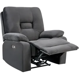Beliani Fernsehsessel Bergen Samt 80 x 100 x 90 cm Dunkelgrau elektrisch mit Kissen