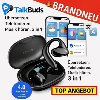 TalkBudsTM AI Kopfhörer Übersetzer 3 in 1 Echtzeit Sprachübersetzer Ohrhörer