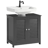 SoBuy Waschbeckenunterschrank mit 2 Türen Dunkelgrau 60x35x58cm Modern