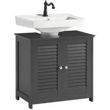 SoBuy Waschbeckenunterschrank mit 2 Türen Dunkelgrau 60x35x58cm Modern