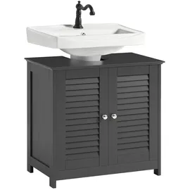 SoBuy Waschbeckenunterschrank mit 2 Türen Dunkelgrau 60x35x58cm Modern