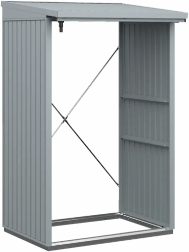 Hörmann Kaminholzregal Berry B 123 x T 103 cm (KHR Typ 1), Motiv Classic (mit schmalen Lamellen), Fenstergrau (RAL 7040)