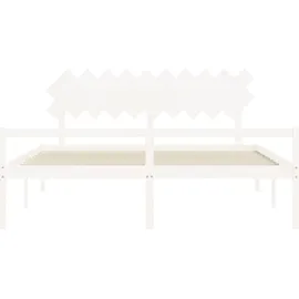 vidaXL Seniorenbett mit Kopfteil 200x200 cm Weiß Massivholz