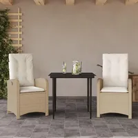 vidaXL Garten-Essgruppe 3-tlg. Beige