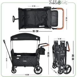 fablekids Bollerwagen LEO X2Lite schwarz Hecktasche Abdeckhaube schwarz