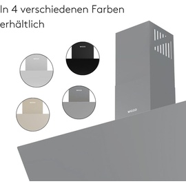 Wiggo WE-A942G Dunstabzugshaube 90cm kopffrei I Abluft Umluft Dunstabzug 626m3/h - Touch-Display 4 Stufen I Energieeffizienzklasse A Schräghaube ...