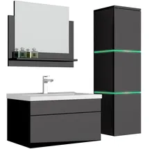 Aileenstore Waschplatz Badmöbel Set 4-tlg. Hochglanz Schwarz