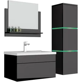 Aileenstore Waschplatz Badmöbel Set 4-tlg. Hochglanz Schwarz