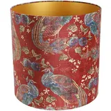 QAZQA Velour Lampenschirm Pfau Design 40/40/40 Gold innen,