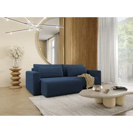 Fun Möbel Ecksofa Sofa mit Schlaffunktion CHAIRA Stoff Curio Dunkelblau Ottomane Links - Blau