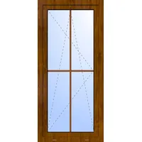 Kunststoff Balkontür "GEORG" 74 mm 2-fach Verglasung 4 Sprossenfelder Golden Oak holzähnlich innen öffnend DIN rechts