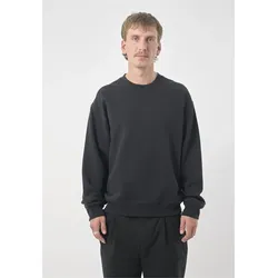 Strickpullover CLEPTOMANICX "Boxy Crewneck Ligull Boxy Crop", Herren, Gr. L, schwarz, 100% Baumwolle, bestickt, casual, kurz, Rundhals, Langarm, Pullover, mit lockerem Schnitt