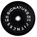 Signature Fitness Olympische Hantelscheiben mit Stahlnabe, 5,1 cm, 100% Naturkautschuk, Schwarz