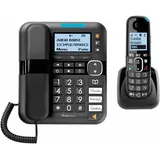 Amplicomms BigTel 1580 Combo EU Schnurgebundenes Seniorentelefon Freisprechen, für Hörgeräte kompatibel, Wahlwiederholung, Anrufbeantworter LED-Di