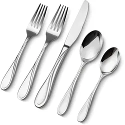 VEVOR 65-tlg. Besteckset Edelstahl Essbesteckset für 12 Personen Messer Gabel