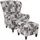 Supellex Ohrensessel Sofia Patchwork 72 x 95 x 73 cm Grau/Mehrfarbig mit Hocker