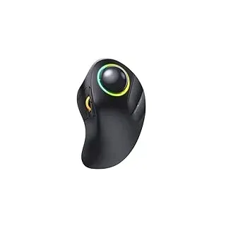 ProtoArc EM03 Wireless Trackball Maus Bluetooth, RGB Kabellose Trackball Maus mit Fingerbedienung, Wiederaufladbare Ergonomische Maus, Multi-Geräte, Kompatibel mit iPad, Mac, Windows