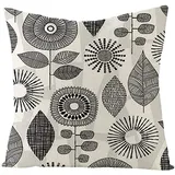 Kissenbezug 80x80 Abstrakte Schwarze Blume Kopfkissenbezug 80x80 Baumwolle Leinen sofakissen mit Reißverschluss Dauerhaft Kissenbezüge 80x80 Knitterfreie Starke Atmungsaktivität Couchkissen 1 Pcs