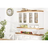 1a Direktimport Küchenbuffet Hängevitrine Hängeschrank - Pinie weiß natur Massivholz - Landhausstil weiß