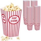 Relaxdays Popcorntüten, 100er Set, gestreift, Retro-Optik, Kino, Filmabend Zubehör, Pappe, Popcornbehälter, rot/weiß