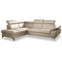 Ecksofa Rio Leder Grau Taupe