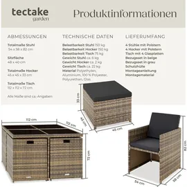 Tectake Rattan Set 8-tlg. Natur