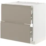 IKEA METOD / MAXIMERA Unterschr.f Kochf/2 Fronten/3 Sch. weiß/Upplöv matt dunkelbeige 80x60 cm